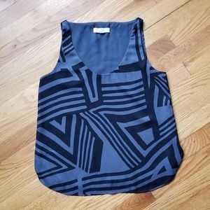 LOFT Scoop Neck Line Graphic Print Tank Top